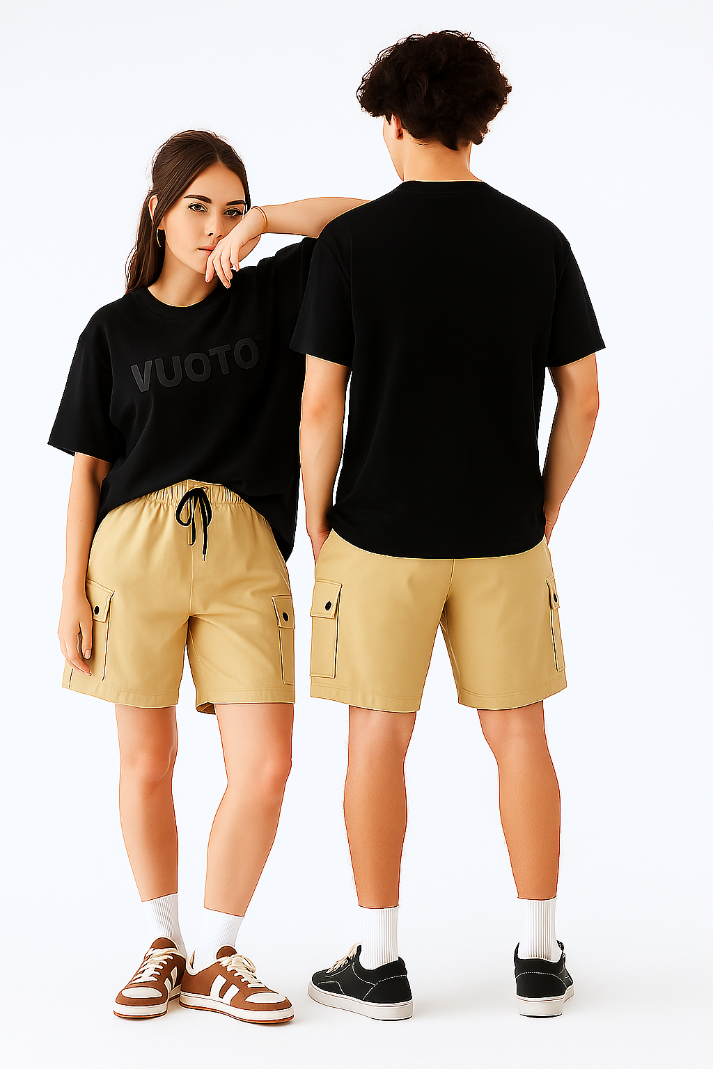 VUOTO Black Oversized T-Shirt – Embossed Logo | Premium Streetwear