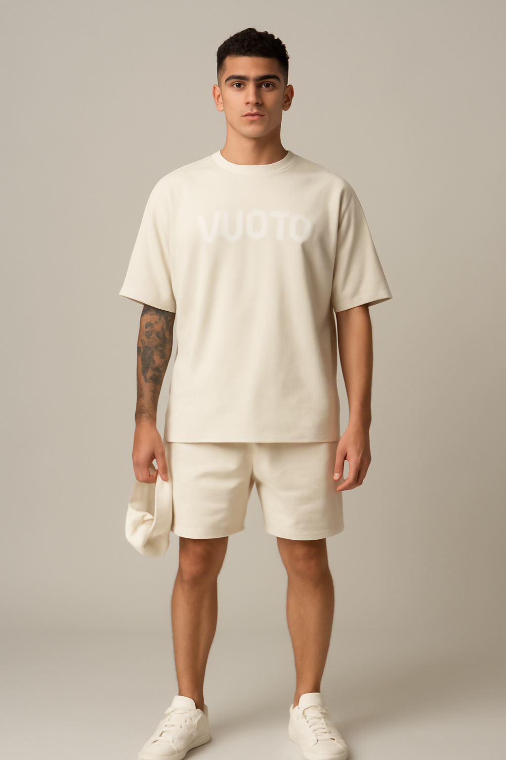 VUOTO Oversized Co-Ord Set | Ecru Minimal Co-Ord for Men