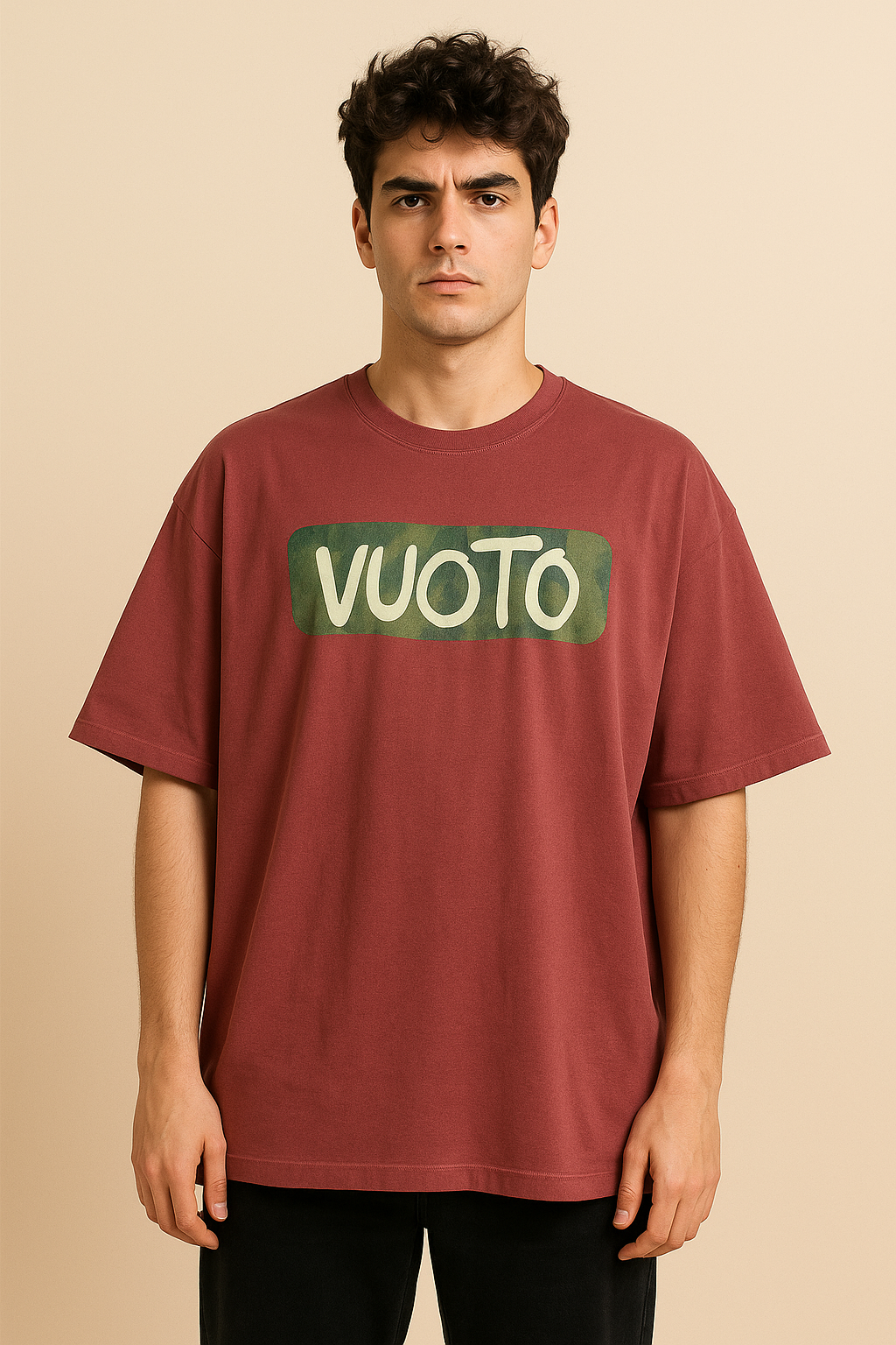 VUOTO Red Oversized T-Shirt – Utopia Pop Art Graphic Back | Bold Digital Streetwear