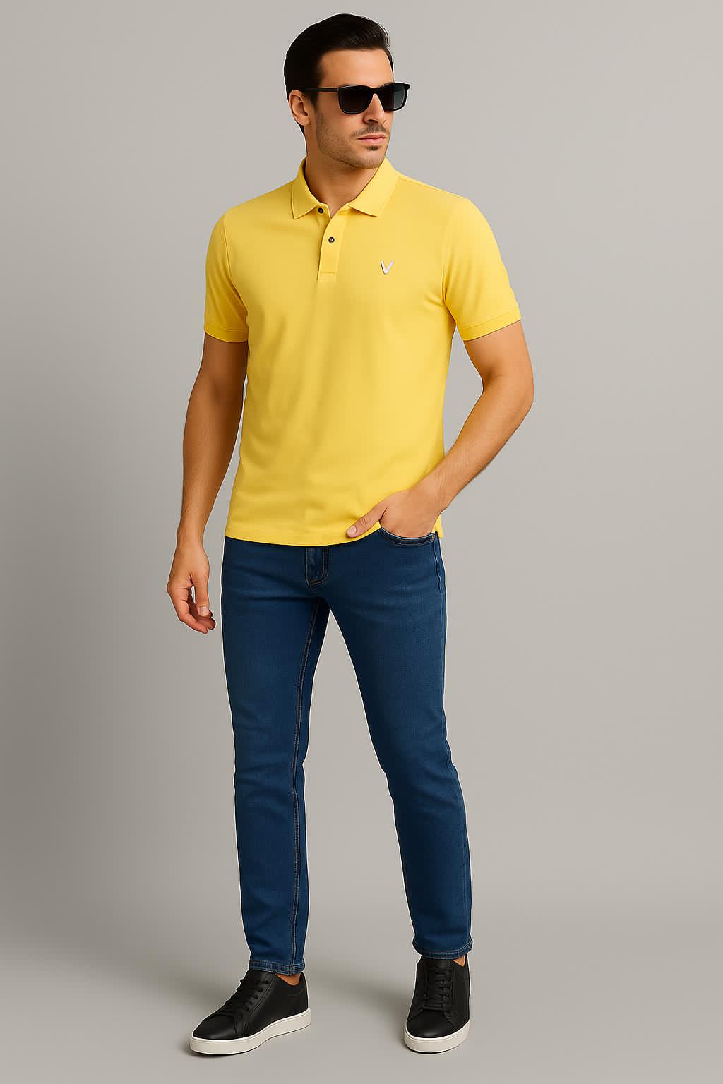 Vuoto Sunburst Yellow Polo T-Shirt for Men | Premium Cotton | Modern Streetwear Fit