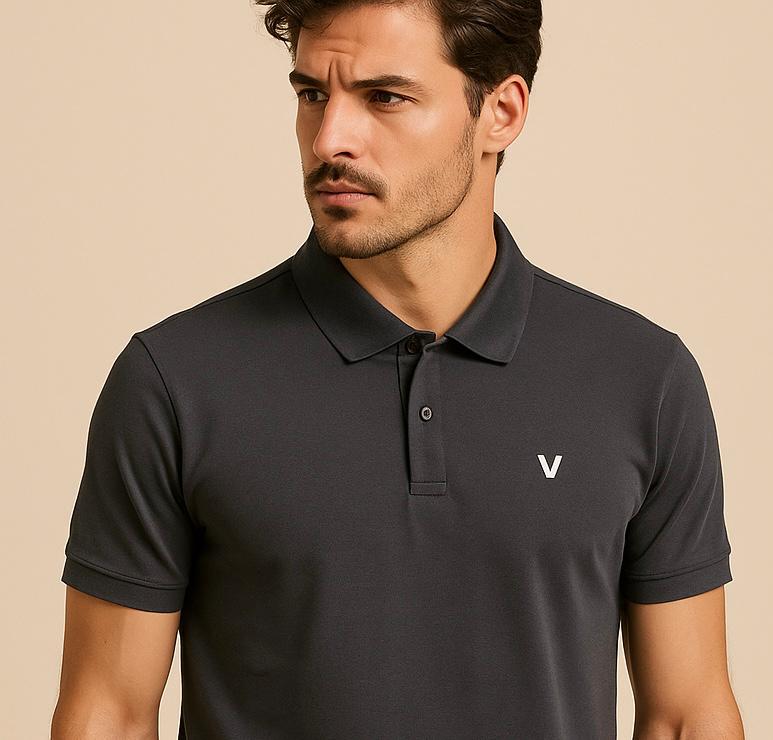Vuoto Charcoal Grey Polo T-Shirt for Men | Premium Cotton | Modern Streetwear Fit