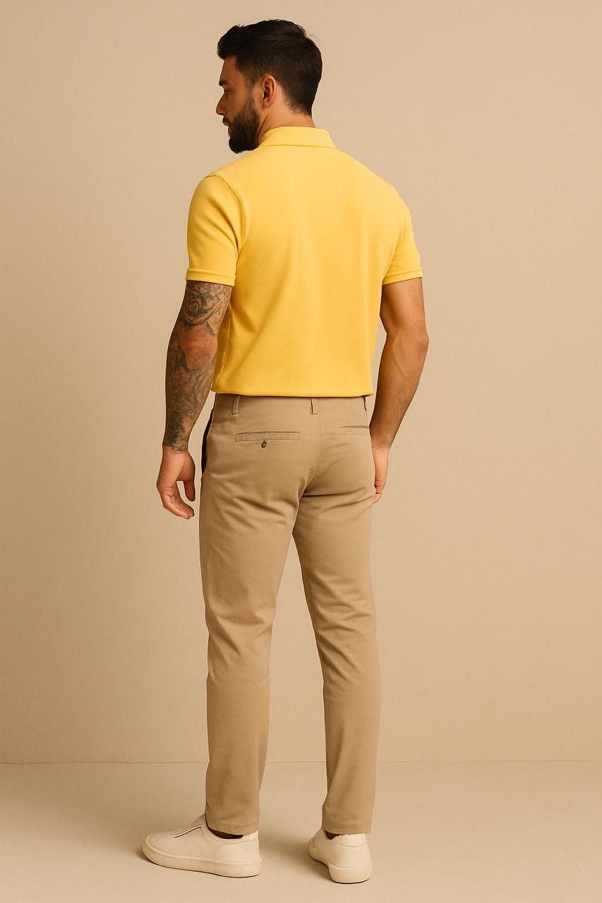 VUOTO Men's Yellow Polo T-Shirt – Premium Cotton Slim Fit | Stylish Everyday Wear