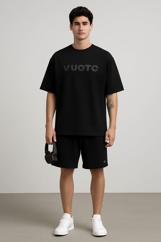 VUOTO Black Oversized Co-Ord Set for Men | Black Luxury Streetwear Style