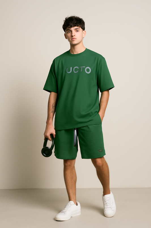 VUOTO Green Oversized Co-Ord Set for Men | Minimal Streetwear