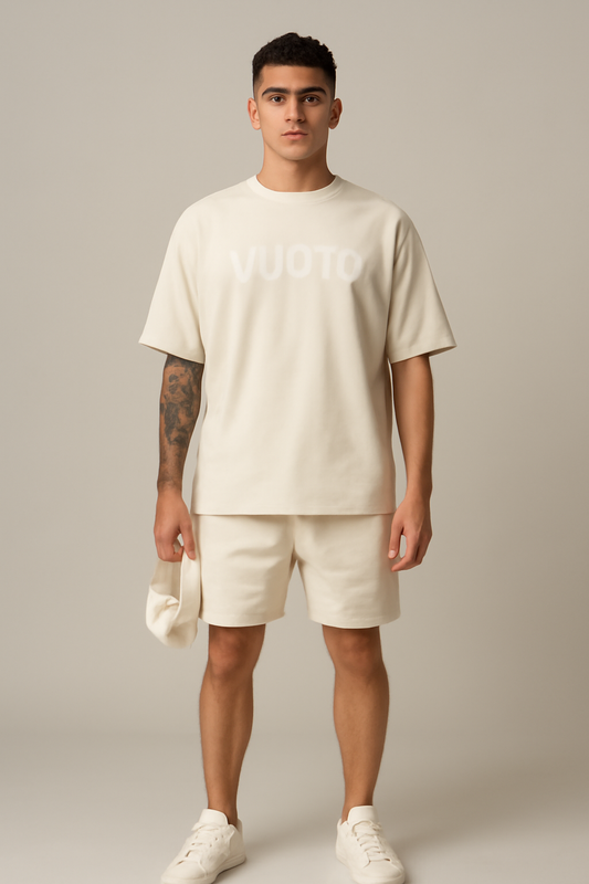 VUOTO Oversized Co-Ord Set | Ecru Minimal Co-Ord for Men