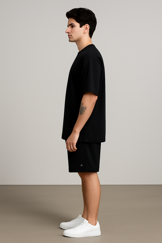 VUOTO Black Oversized Co-Ord Set for Men | Black Luxury Streetwear Style