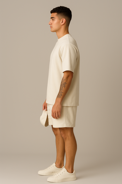 VUOTO Oversized Co-Ord Set | Ecru Minimal Co-Ord for Men