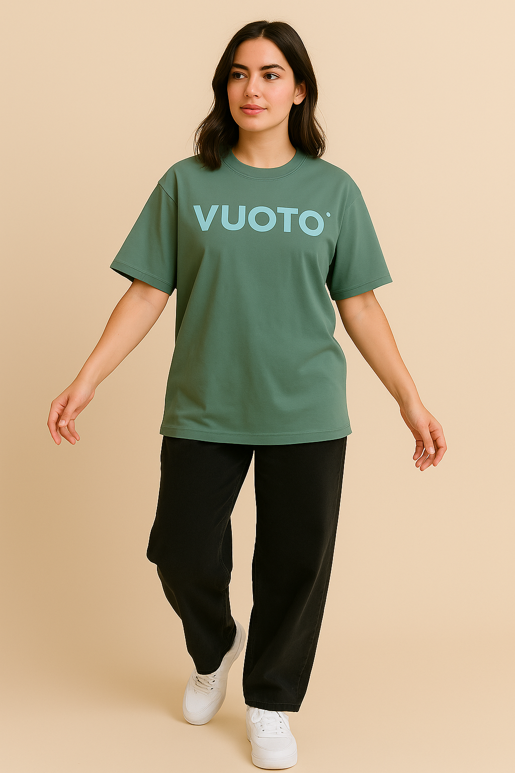 VUOTO Green Graphic T-Shirt – RAID Flame Butterfly Back Print | Oversized Streetwear Tee