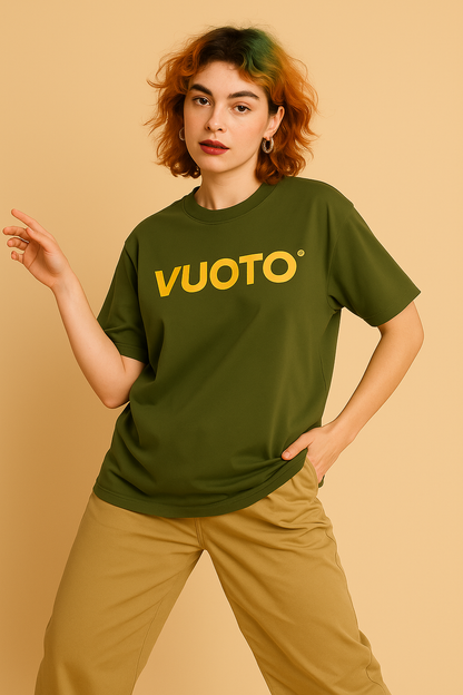 VUOTO Green Oversized T-Shirt – Catter Dairy Graphic Back | Bold Retro Streetwear Tee