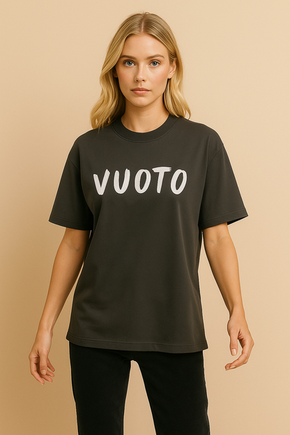VUOTO Charcoal Graphic T-Shirt – Eagle Brushstroke Back Print | Bold Urban Streetwear