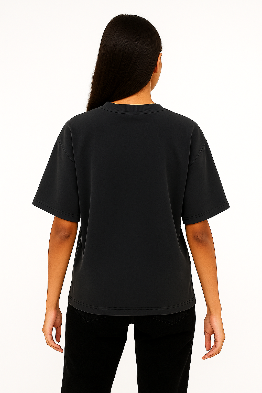 VUOTO Charcoal Black Embossed Logo T-Shirt – Minimal Premium Oversized Fit
