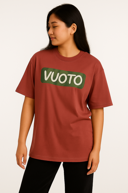 VUOTO Red Oversized T-Shirt – Utopia Pop Art Graphic Back | Bold Digital Streetwear