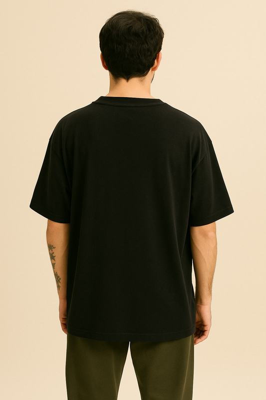 VUOTO Black Oversized T-Shirt – Embossed Logo | Premium Streetwear for Men