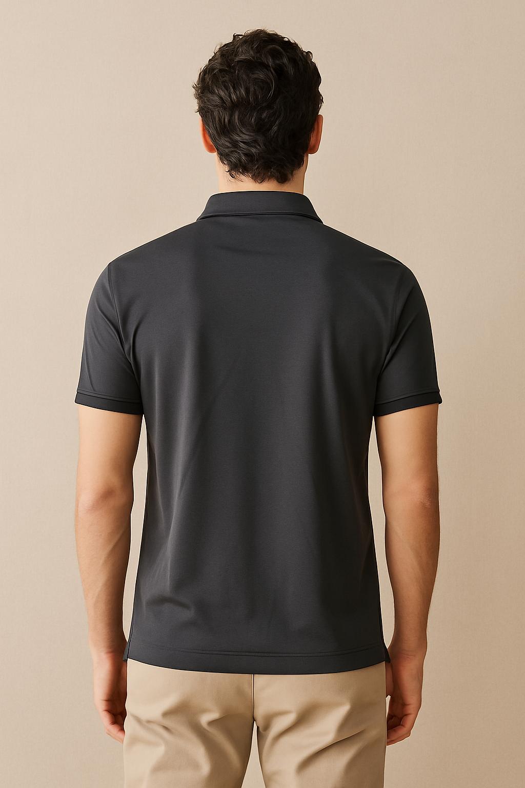 Vuoto Charcoal Grey Polo T-Shirt for Men | Premium Cotton | Modern Streetwear Fit