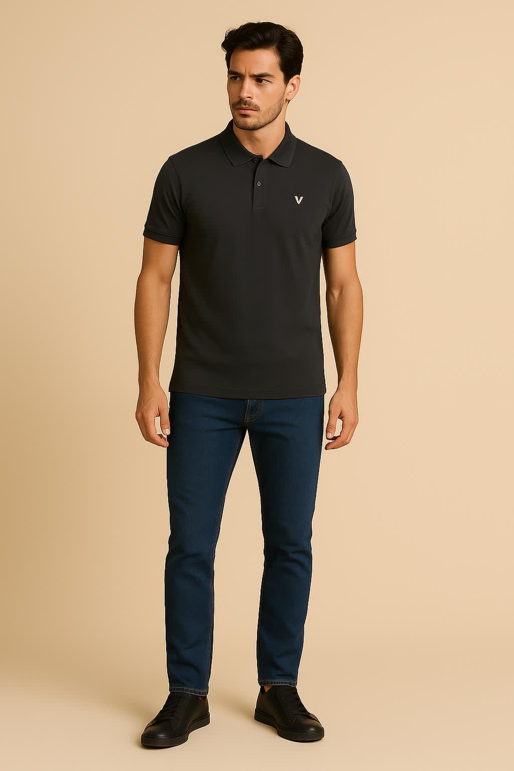 Vuoto Charcoal Grey Polo T-Shirt for Men | Premium Cotton | Modern Streetwear Fit
