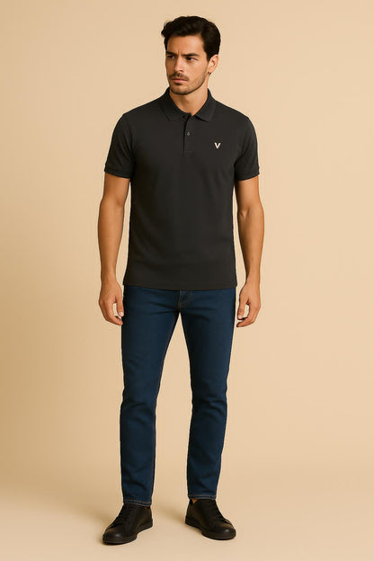 Vuoto Charcoal Grey Polo T-Shirt for Men | Premium Cotton | Modern Streetwear Fit