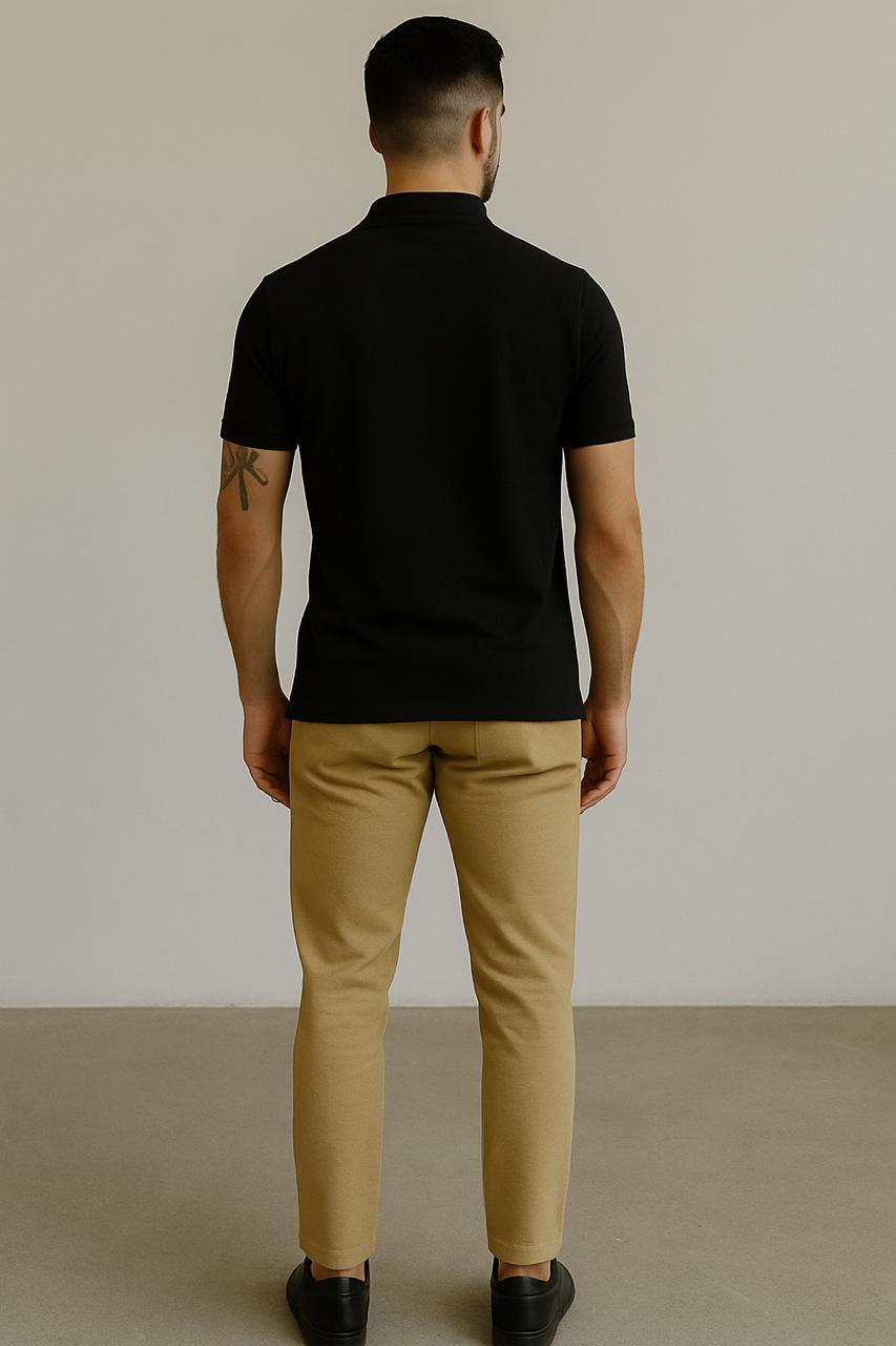 VUOTO Men's Black Polo T-Shirt – Premium Cotton | Slim Fit Timeless Essential