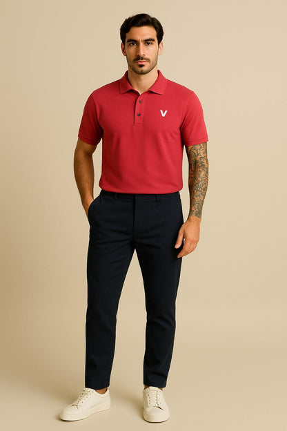 VUOTO Men's Pink Polo T-Shirt – Premium Cotton | Smart Slim Fit Casual Tee