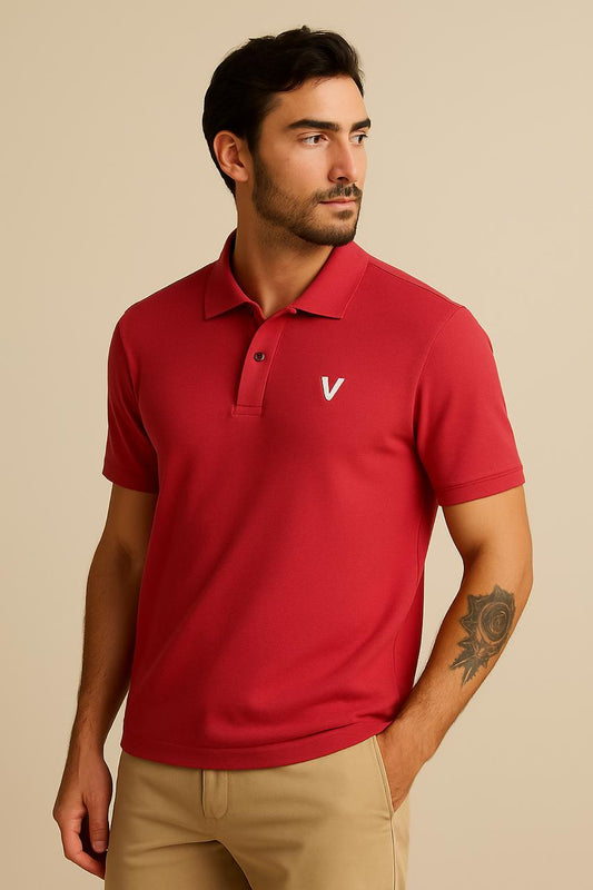 VUOTO Men's Pink Polo T-Shirt – Premium Cotton | Smart Slim Fit Casual Tee